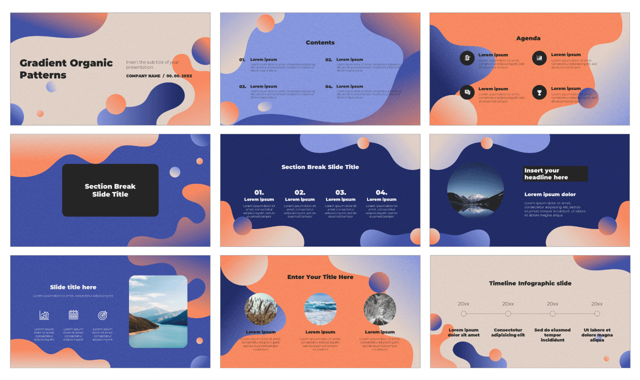 Gradient Organic Patterns Free Google Slides Theme PowerPoint Template