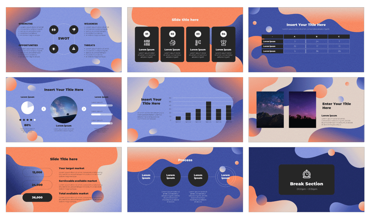 Gradient Organic Patterns Google Slides Theme PowerPoint Template Free Download