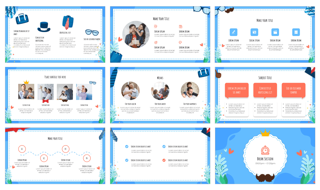 Happy Fathers Day Google Slides Theme PowerPoint Template Free Download