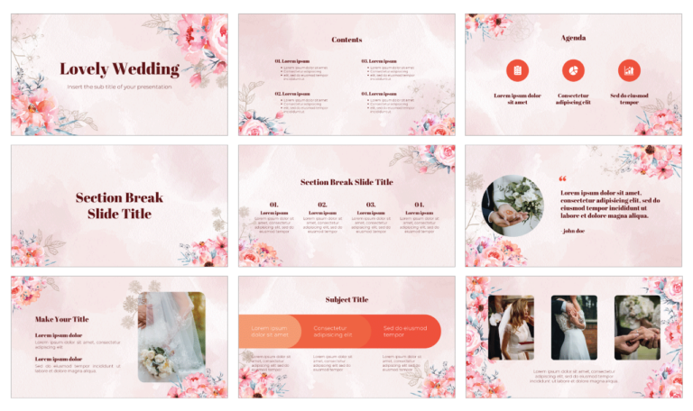 Lovely Wedding Free Presentation Template - Google Slides PowerPoint
