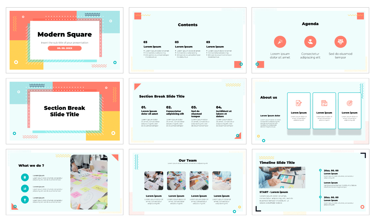 Modern Square Free Google Slides Theme PowerPoint Template