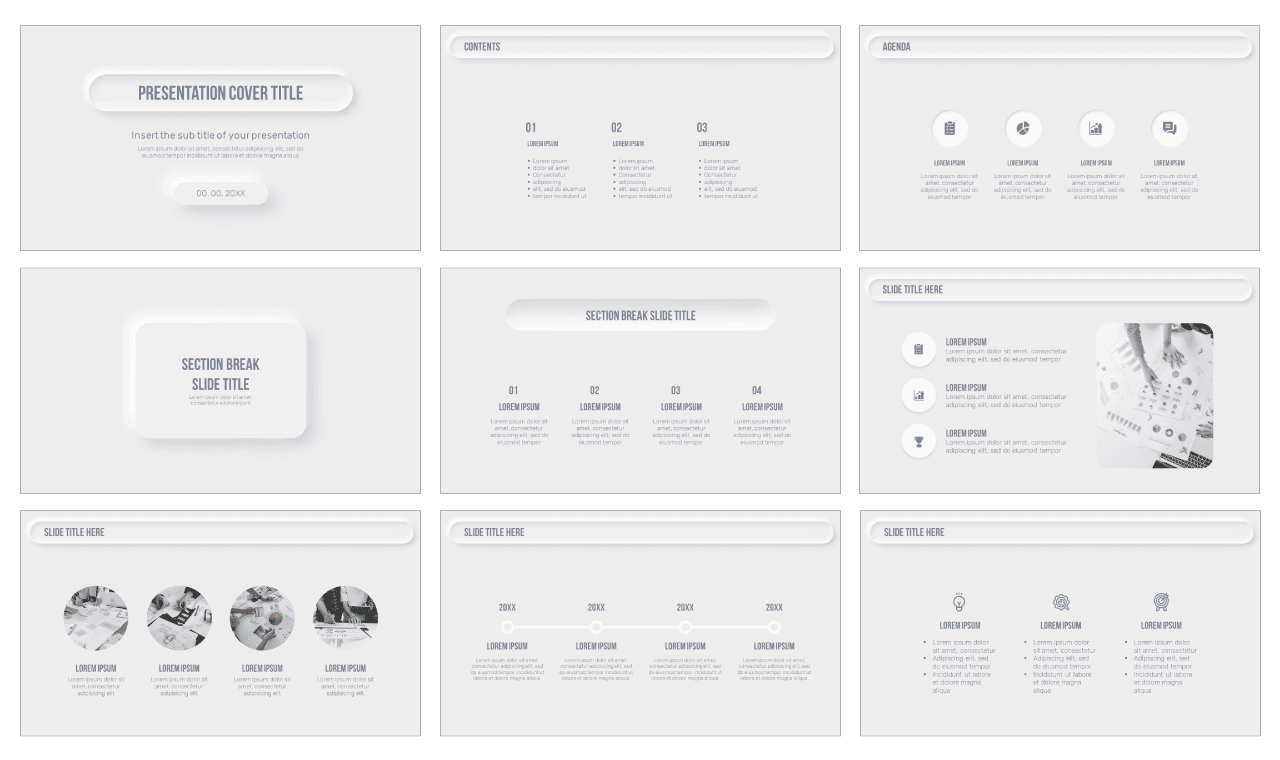 Neumorphism Design Free Google Slides Theme PowerPoint Template