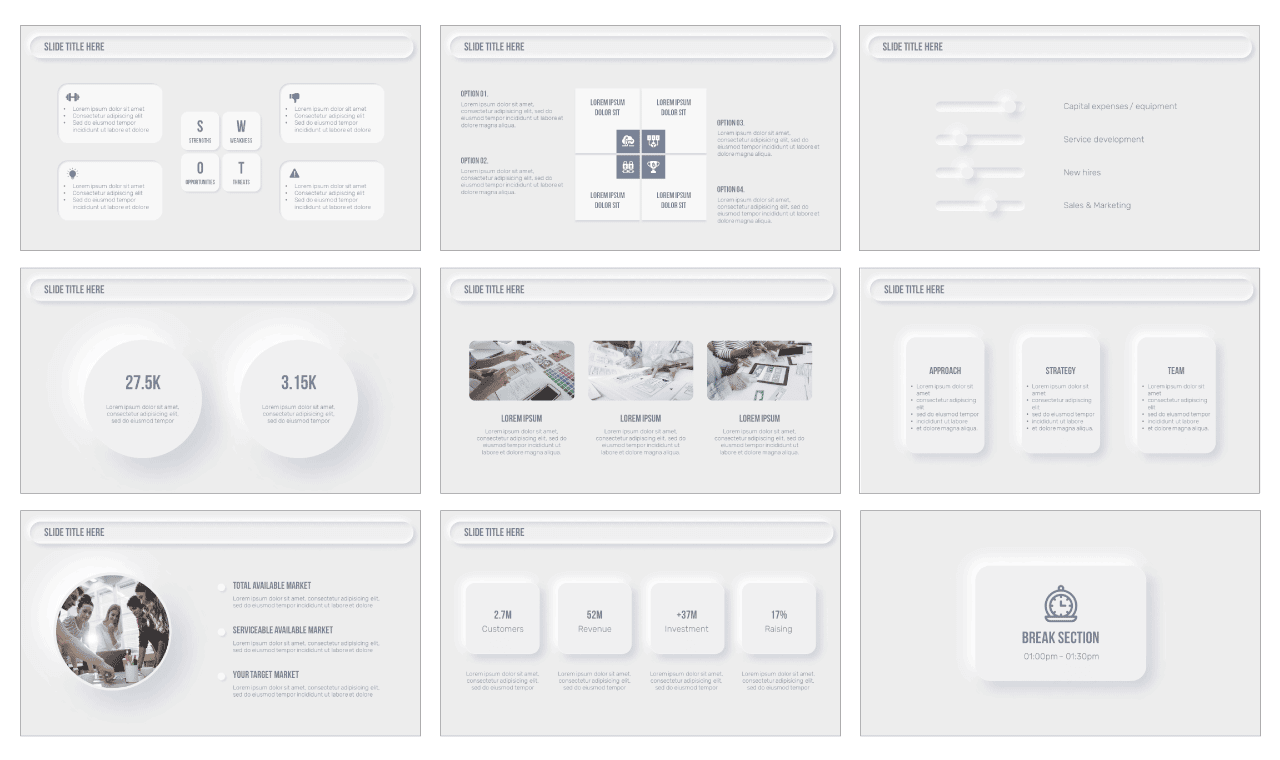 Neumorphism Design Google Slides Theme PowerPoint Template Free Download