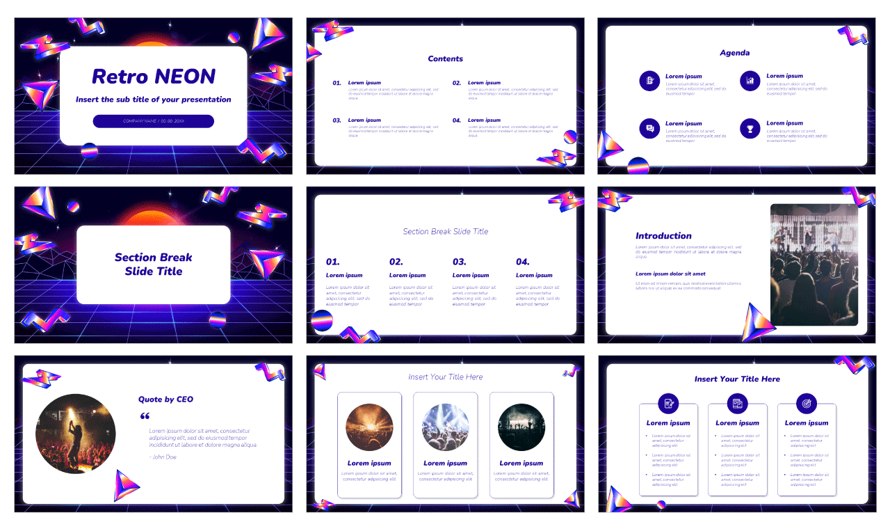 Retro Neon Free Google Slides Theme PowerPoint Template