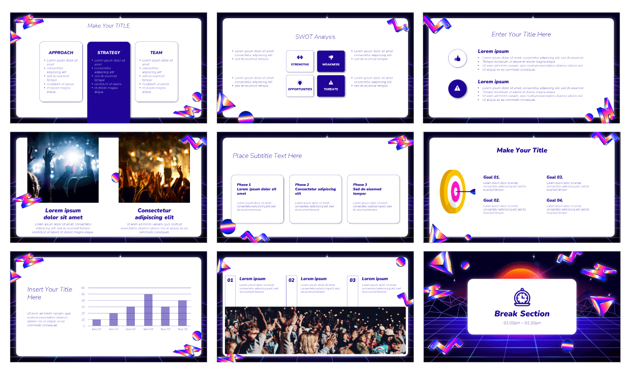 Retro Neon Google Slides Theme PowerPoint Template Free Download