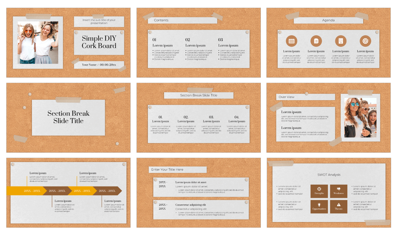 Simple DIY Cork Board Free Google Slides Theme PowerPoint Template