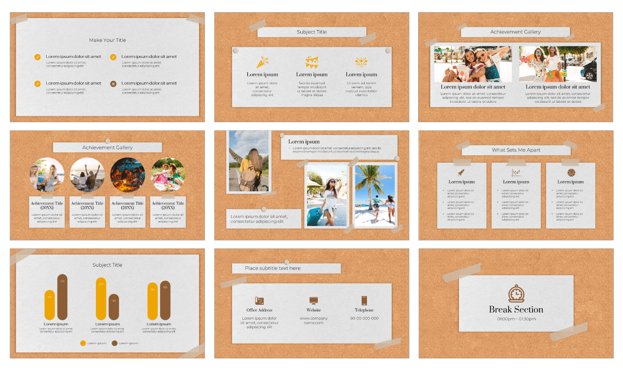 Simple DIY Cork Board Google Slides Theme PowerPoint Template Free Download