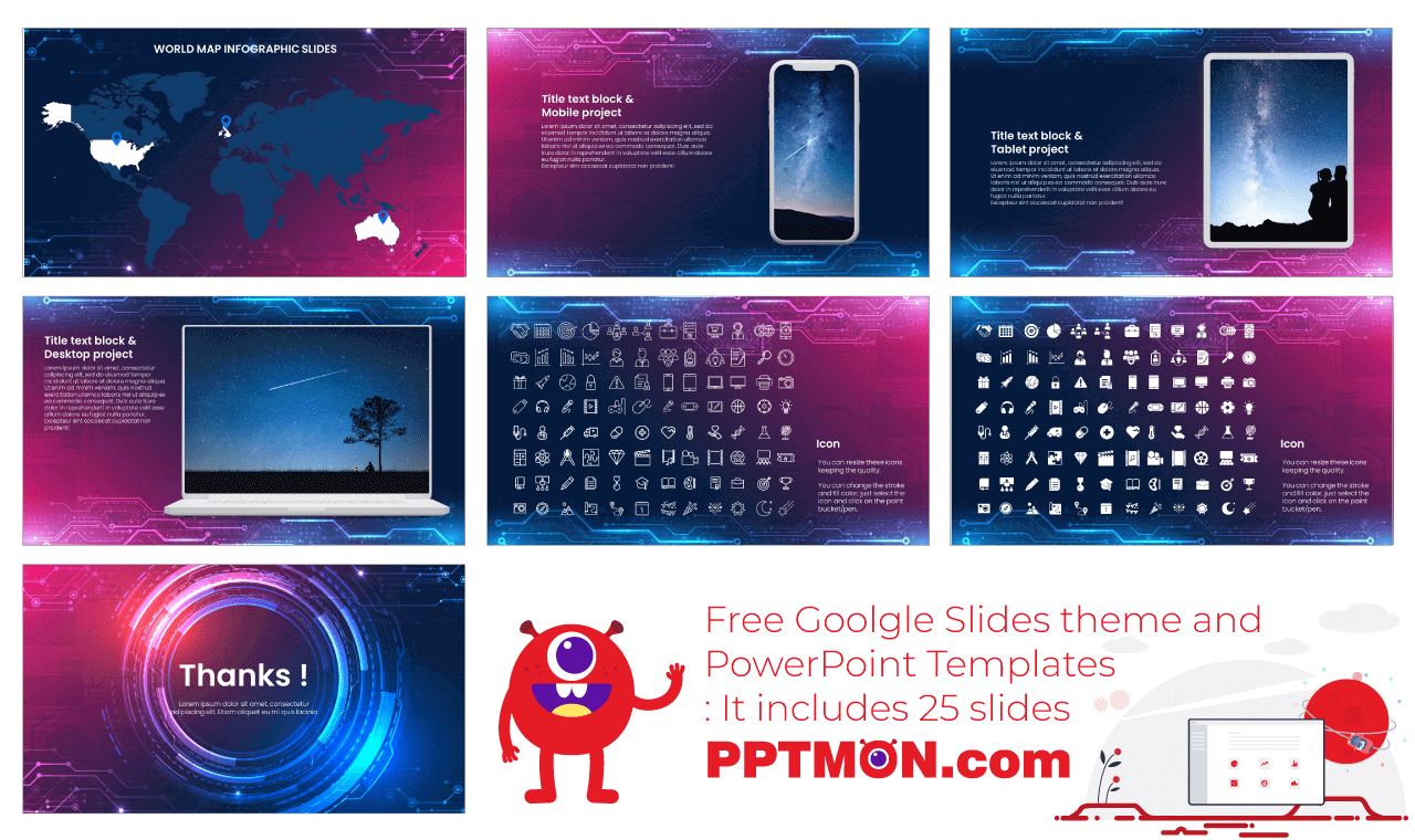 Technology Network Presentation Background Design Free Google Slides Theme PowerPoint Template