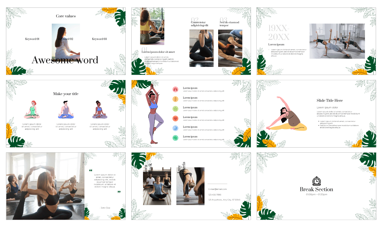 Yoga Workshop Class Google Slides Theme PowerPoint Template Free Download