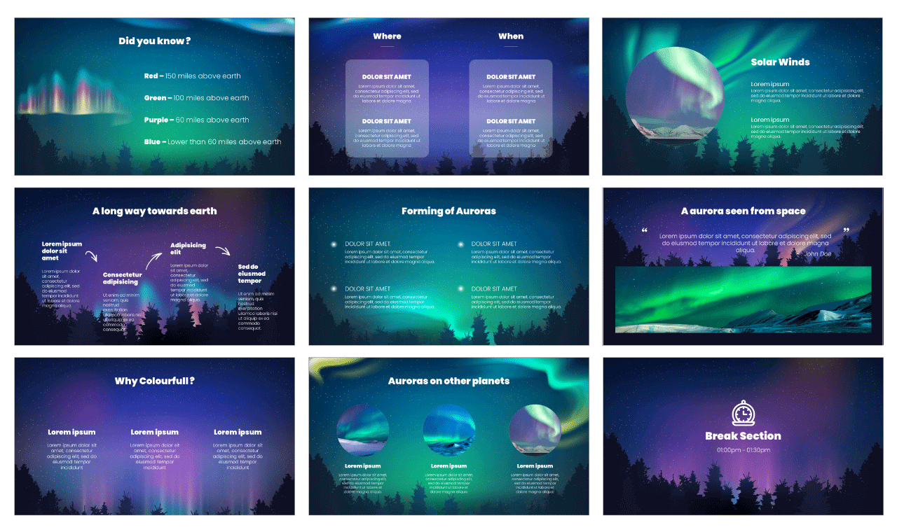 Aurora Borealis Google Slides Theme PowerPoint Template Free Download