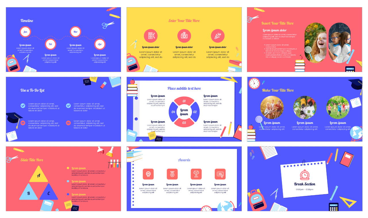 Back To School Google Slides Theme PowerPoint Template Free Download