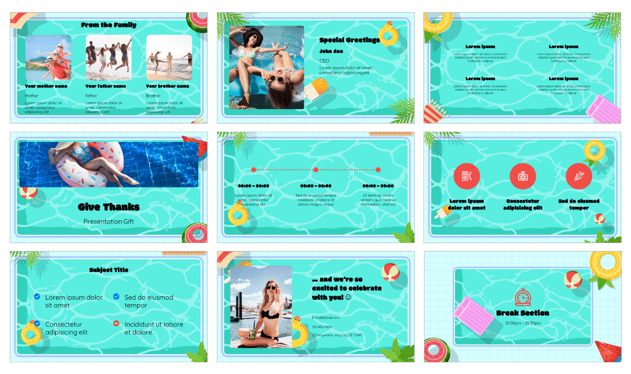 Beautiful Summer Pool Free Google Slides Theme PowerPoint Template