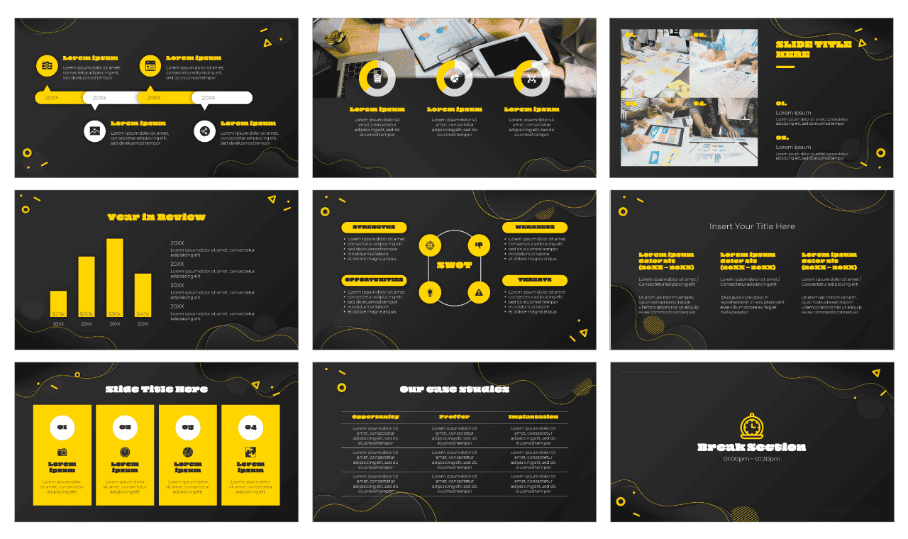 Black Wave Google Slides Theme PowerPoint Template Free Download