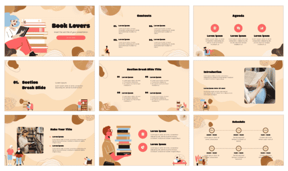 template ppt book lovers presentation