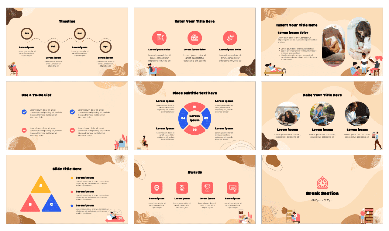 Book Lovers Google Slides PowerPoint Template Free Download