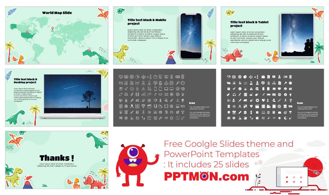 Dinosaur Stickers Presentation Background Design Free Google Slides Theme PowerPoint Template