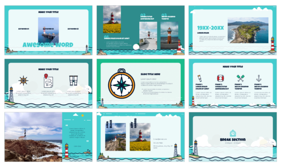 Flat Lighthouse Free Google Slides Theme PowerPoint Template