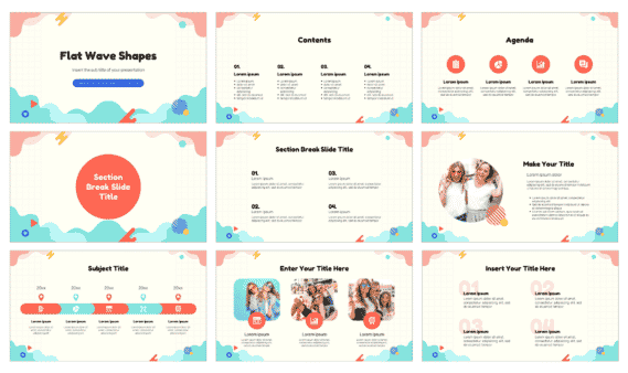 Flat Wave Shapes Free Google Slides PowerPoint Template