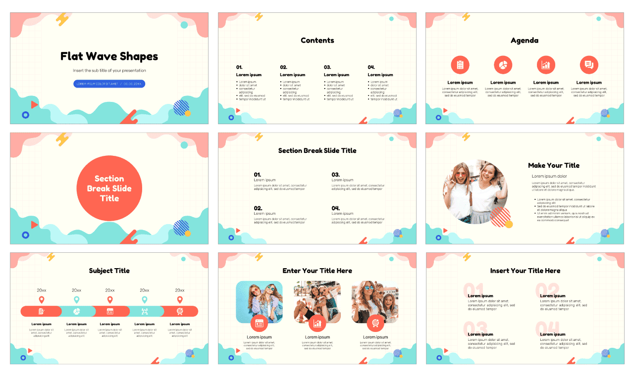 Flat Wave Shapes Free Google Slides Theme PowerPoint Template