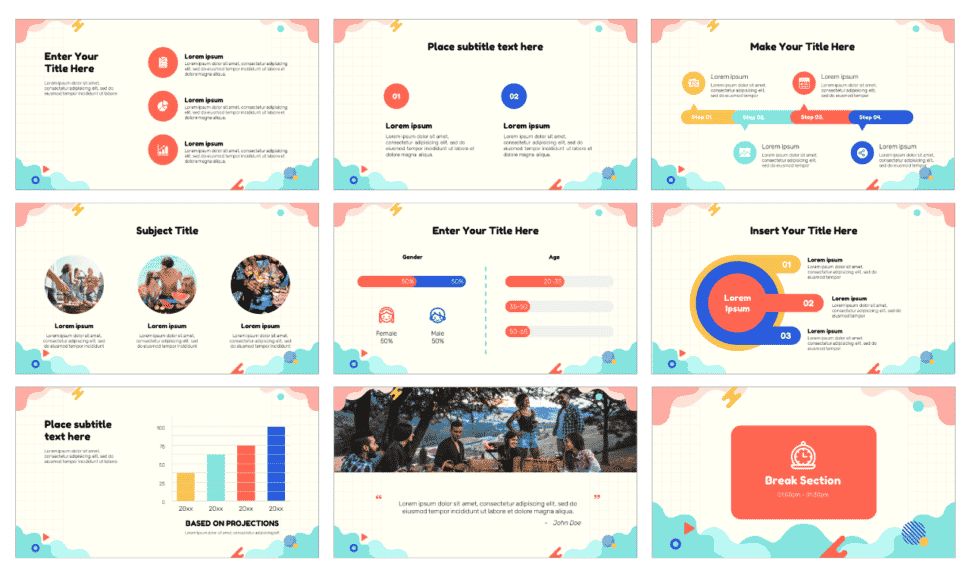 Flat Wave Shapes Free Google Slides PowerPoint Template