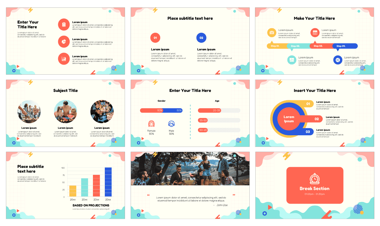 Flat Wave Shapes Google Slides PowerPoint Template Free Download
