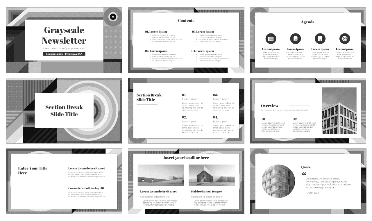 Grayscale Newsletter Free Google Slides Theme PowerPoint Template