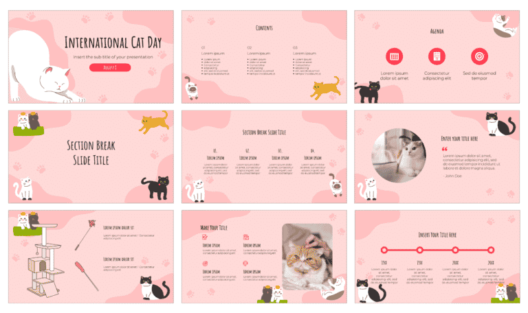 International Cat Day Google Slides Theme PowerPoint Template