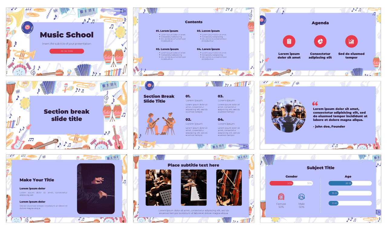 Music School Free Google Slides Theme PowerPoint Template