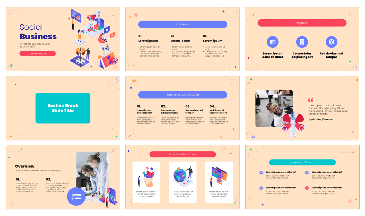 Social Business Free Google Slides Theme PowerPoint Template
