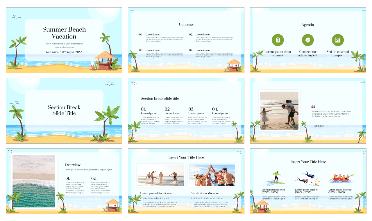 Summer Beach Vacation Free Google Slides Theme PowerPoint Template