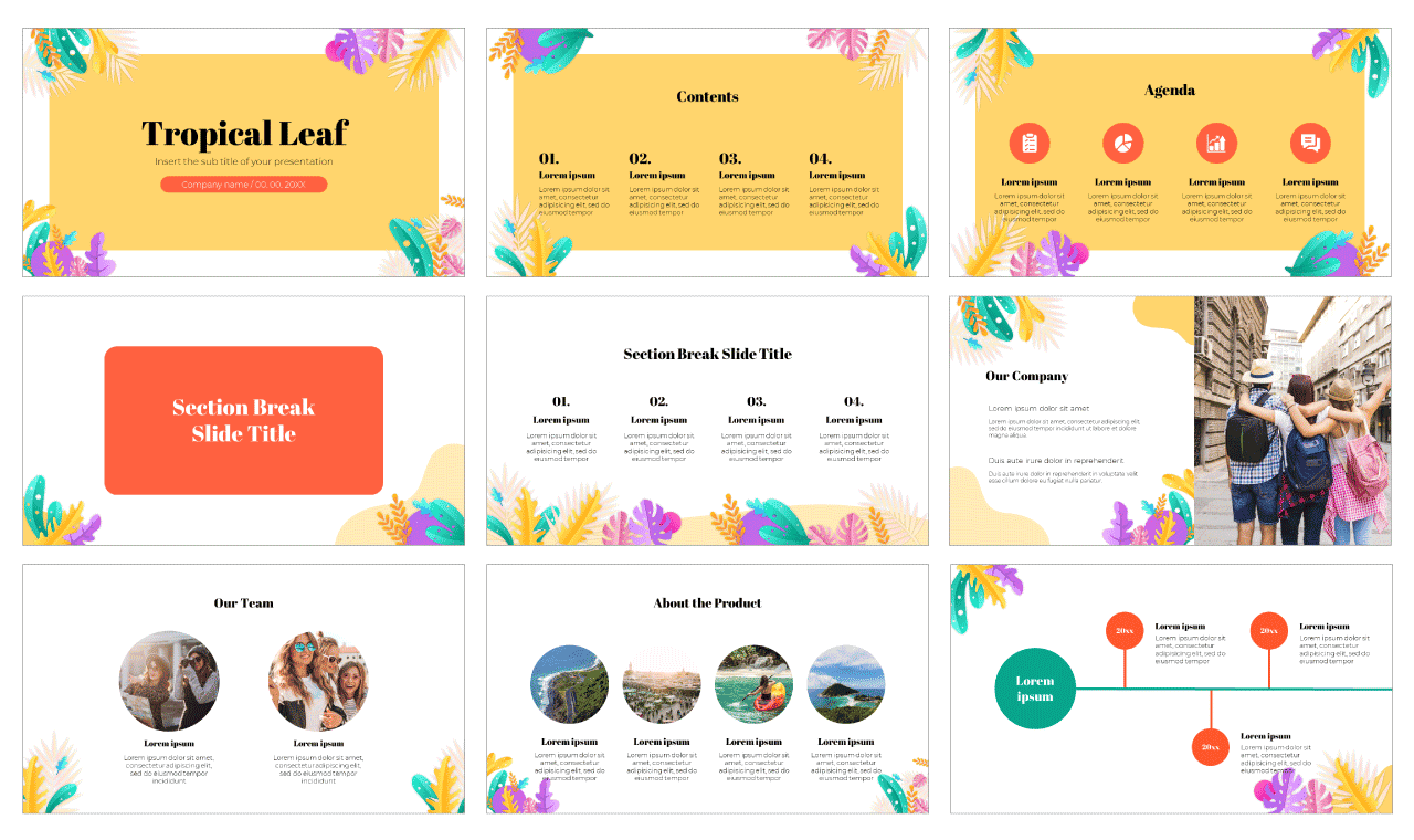 Tropical Leaf Free Google Slides Theme PowerPoint Template