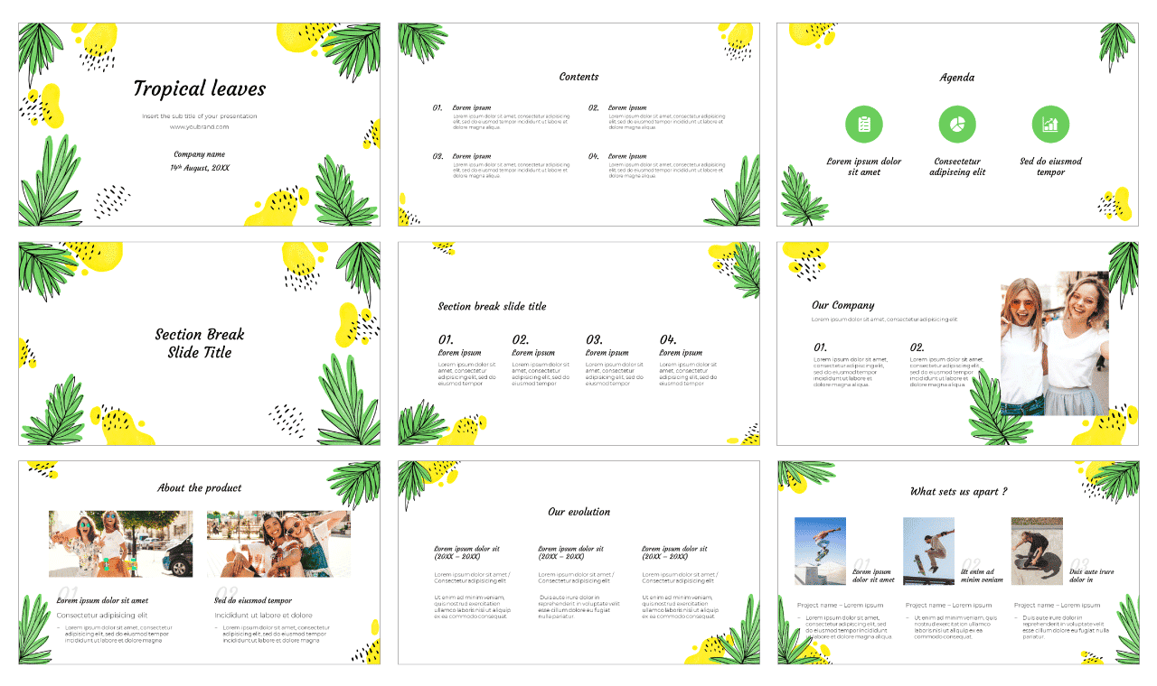 Tropical leaves Free Google Slides Theme PowerPoint Template