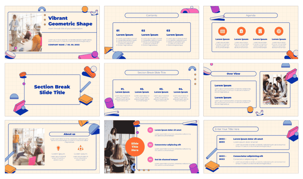 Vibrant Geometric Shape Free Google Slides Theme PowerPoint Template