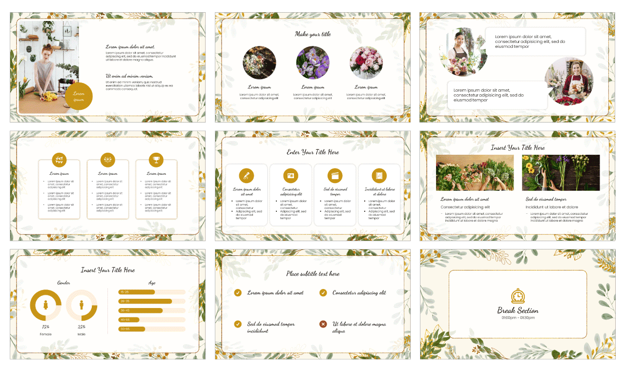 Watercolor Gold Leaf Free Google Slides PowerPoint Template