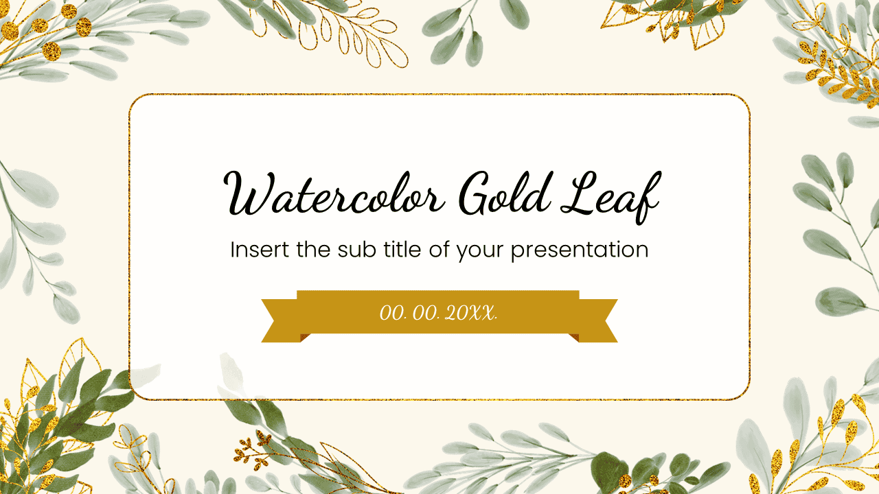 Watercolor Gold Leaf Free Google Slides PowerPoint Template