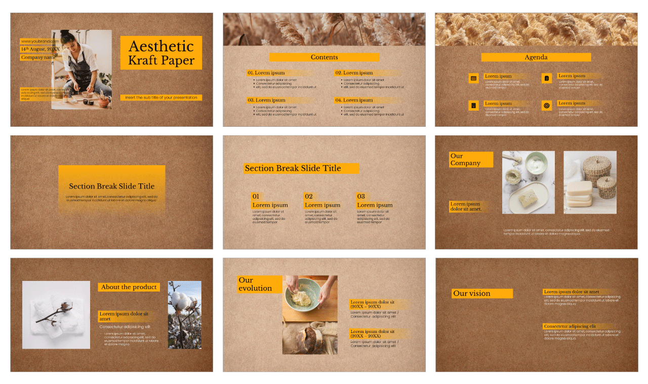 Aesthetic Kraft Paper Free Google Slides PowerPoint Template