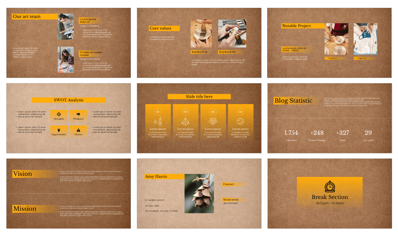 Aesthetic Kraft Paper Google Slides PowerPoint Template Free Download