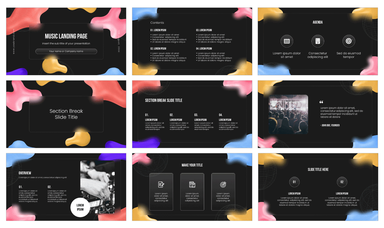 Music Landing Page Free Google Slides Template