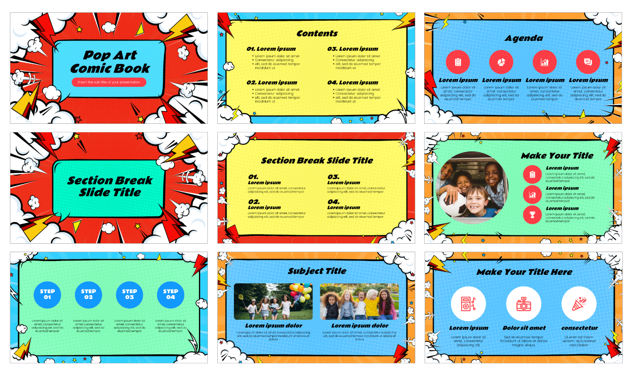 Pop Art Comic Book Free Google Slides and PowerPoint Template