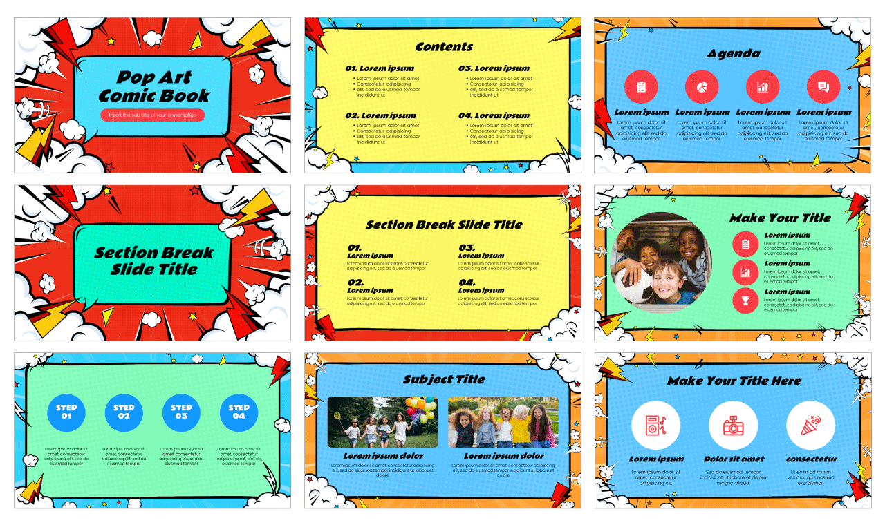 Pop Art Comic Book Free Google Slides PowerPoint Template