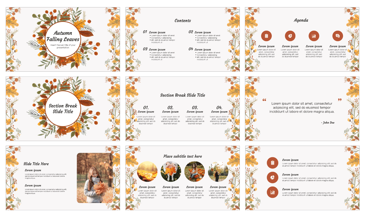 Autumn Falling Leaves Free Google Slides Theme Template