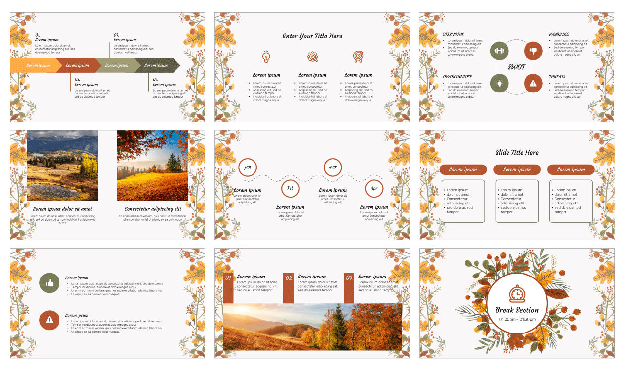 Autumn Falling Leaves PowerPoint Template Free Download