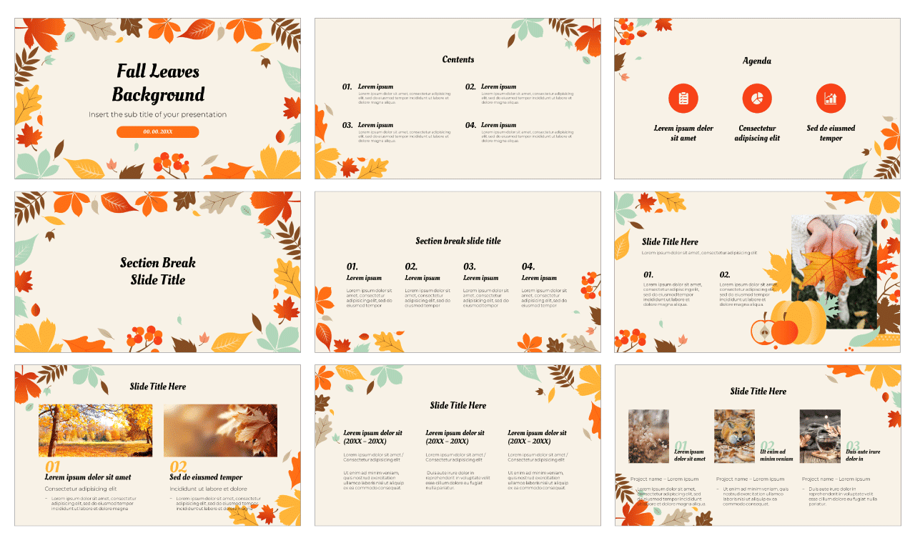 Fall Leaves Background Free Google Slides Theme Template