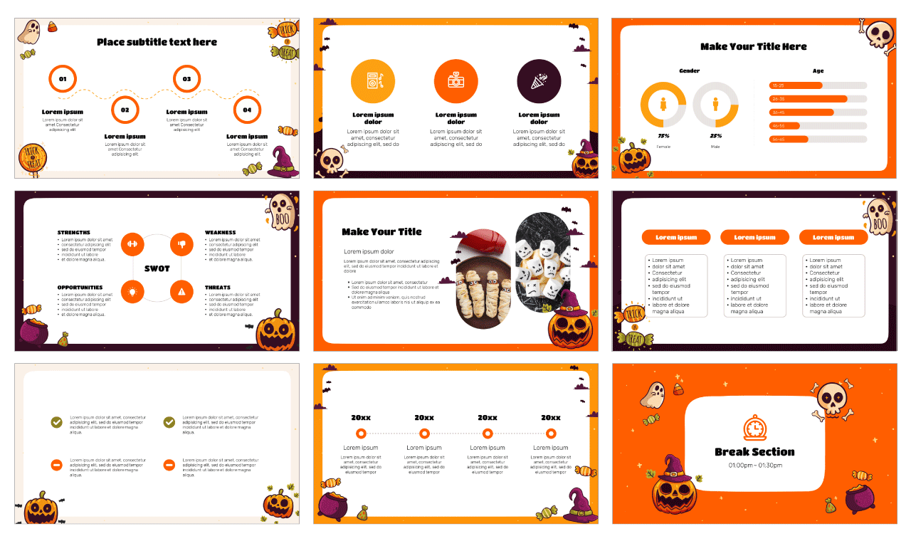 Halloween Decoration IDEA PowerPoint Template Free Download