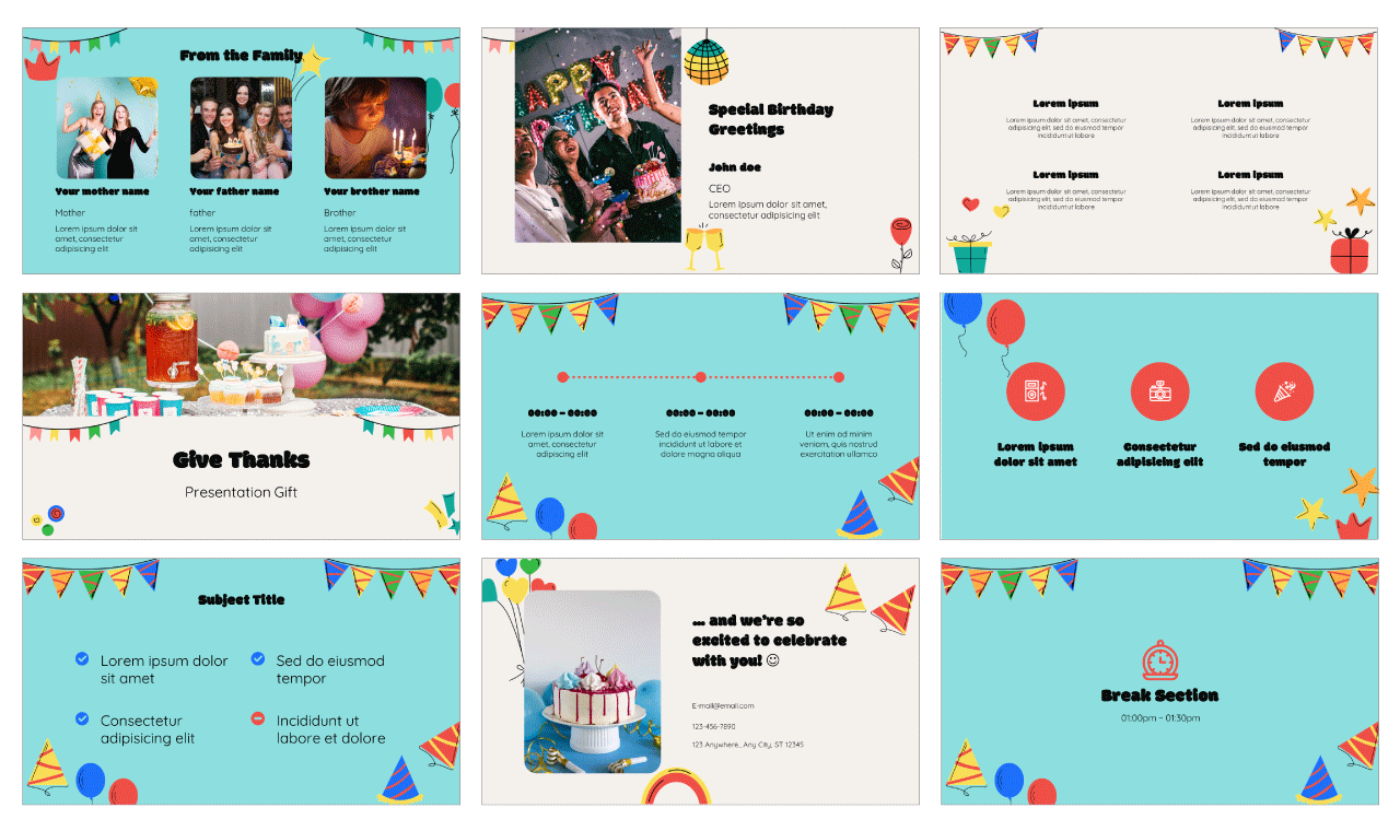 Happy Birthday Party PowerPoint Template Free Download