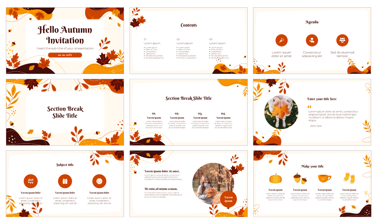 Hello Autumn Invitation Free Google Slides Theme Template