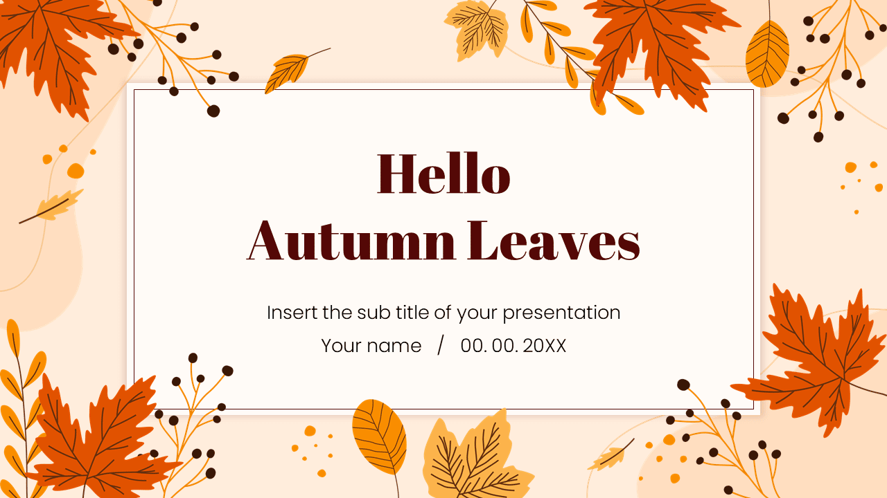 Hello Autumn Leaves Free Google Slides PowerPoint Template