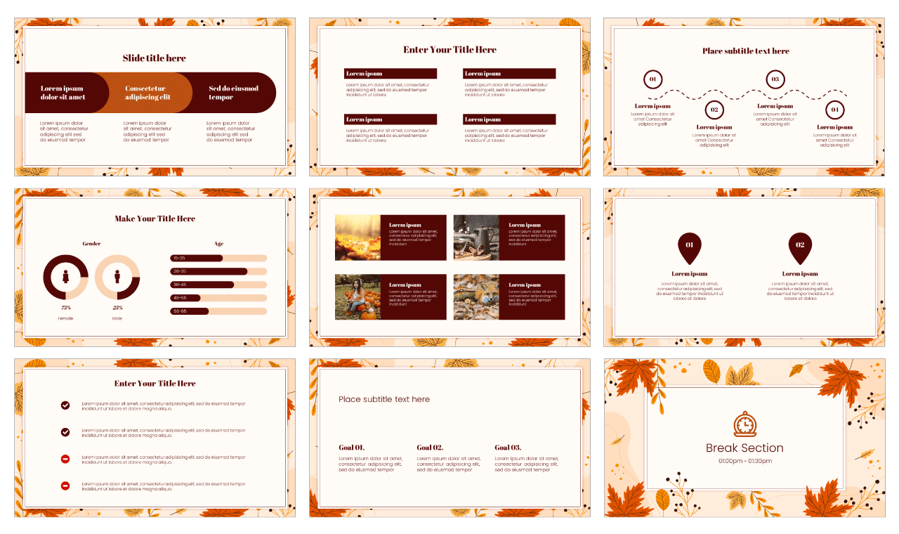 Hello Autumn Leaves PowerPoint Template Free Download