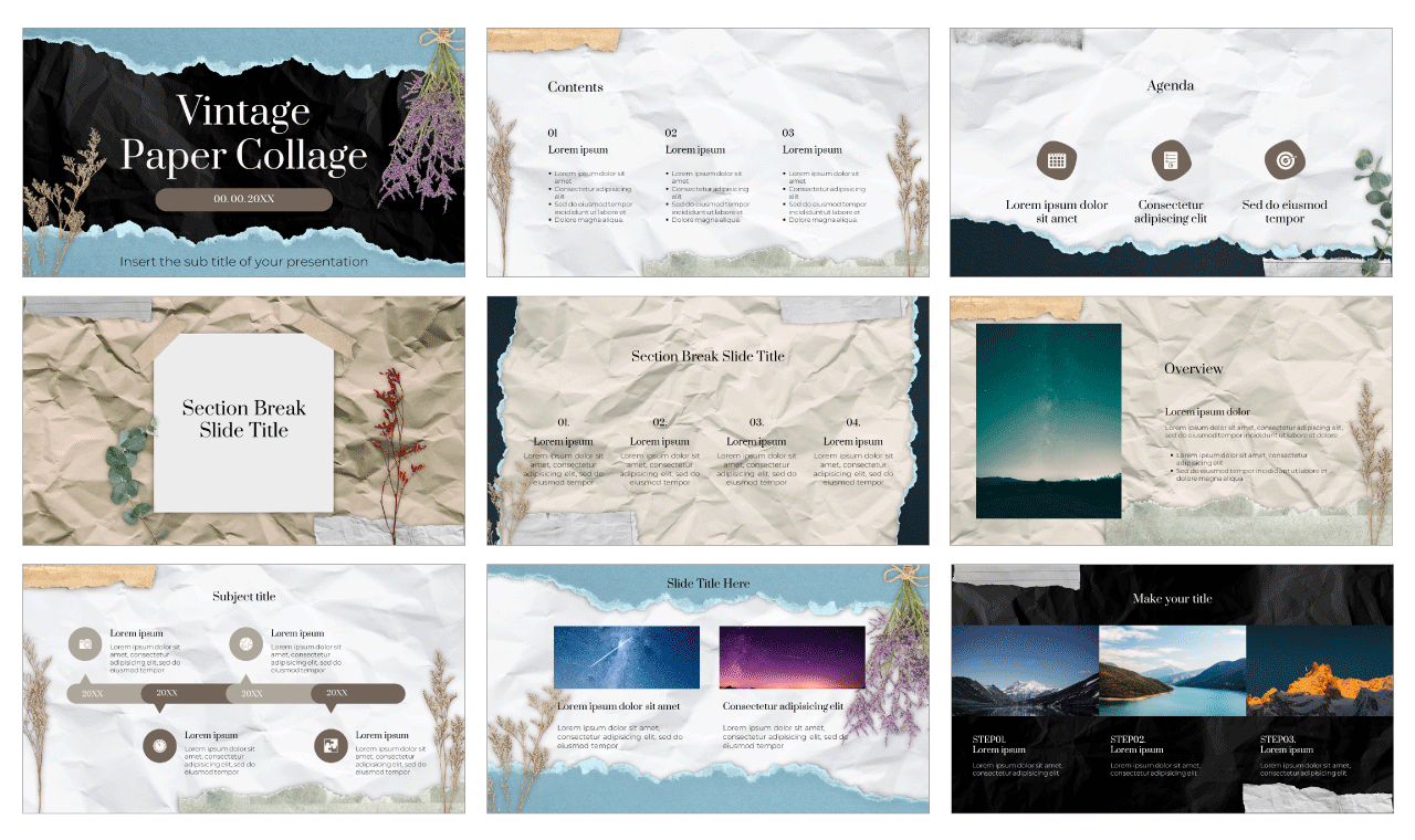Vintage Paper Collage Free Google Slides Theme Template
