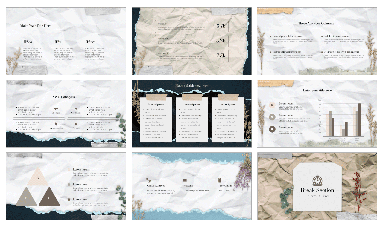 Vintage Paper Collage PowerPoint Template Free Download